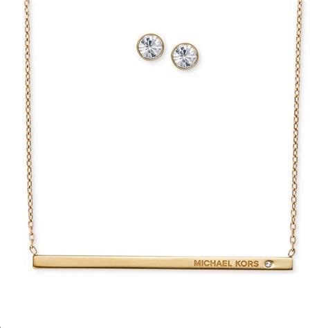 michael kors bar pendant necklace and stud earrings set|Michael Kors replacement earring backs.